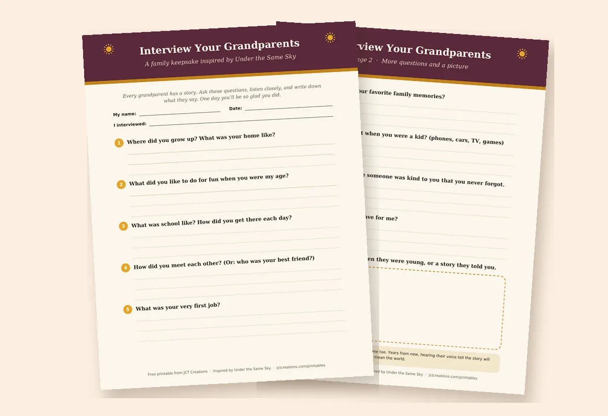 Interview Your Grandparents printable
